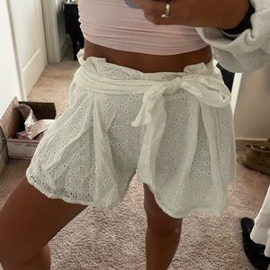 MINKPINK eyelet lace white shorts